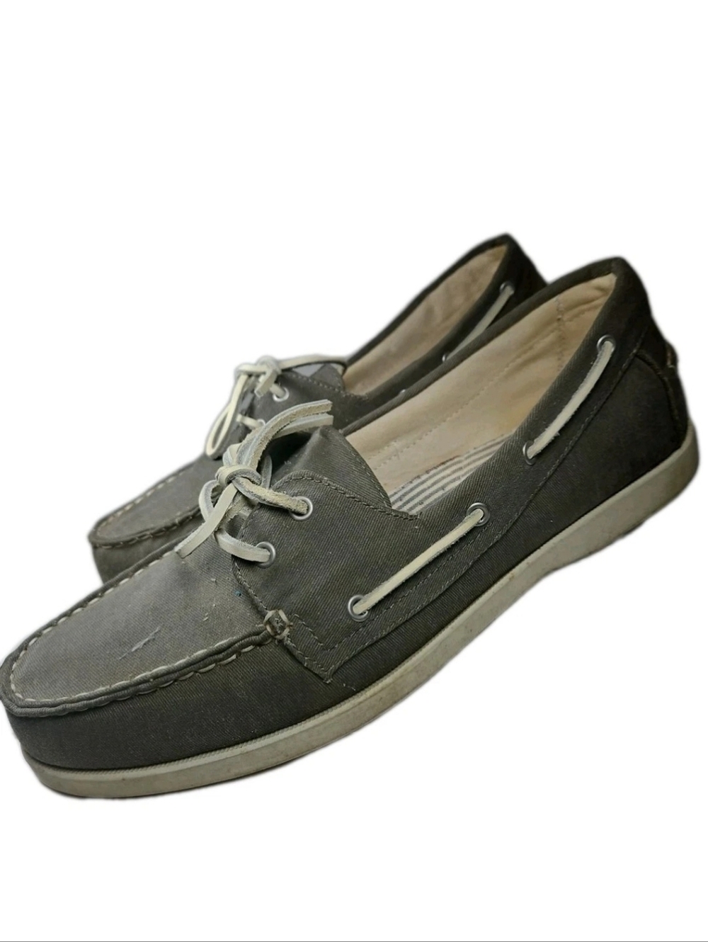 Sonoma Men Boat Shoe Sz:11M Gray Fabric Deck Shoe Nautical Prep Indie Y2k(6A